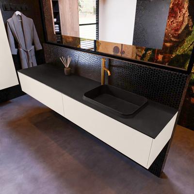 Badkamermeubelset Mondiaz Erin 200 cm met 2 Lades met RIDGE Wastafel Rechts Urban met 1 kraangat Greeploos Mat Linen