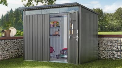 Biohort AvantGarde ECO A6 metalen berging 260x260x220 cm met enkele deur- Lessenaarsdak- Metaal- Biohort