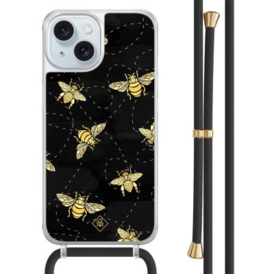 iPhone 15 hoesje met zwart koord - Bee happy