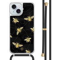 iPhone 15 hoesje met zwart koord - Bee happy - thumbnail