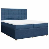 Boxspring met matras stof blauw 200x200 cm - thumbnail