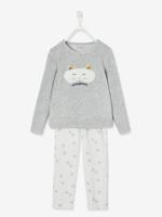 Fluwelen pyjama "kattenmasker" meisje grijs - thumbnail