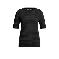 WE Fashion gestreepte ribgebreide top black uni - thumbnail