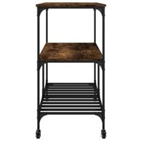 Keukentrolley 100x50x95 cm bewerkt hout gerookt eikenkleurig - thumbnail