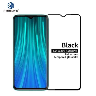 PINWUYO 9H 2.5 D volledig scherm gehard glas film voor Xiaomi RedMi Note8 Pro (zwart)