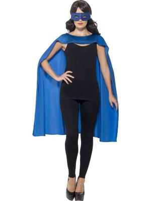 Superhero cape met masker blauw Superhero cape met masker blauw
