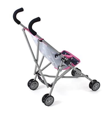 Mini-Poppenbuggy Roma - Vlinders Navy Roze