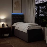 Boxspring met matras stof donkerbruin 80x200 cm - thumbnail