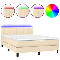 Boxspring met matras en LED stof crèmekleurig 140x200 cm - thumbnail