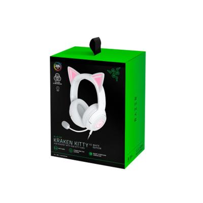 Razer Kraken Kitty V2 BT - Draadloze Bluetooth RGB Headset met Kitty-oortjes voor gamen en streamen (325g, TriForce 40mm Drivers, Bluetooth 5.2, ruisonderdrukkende microfoons) Wit
