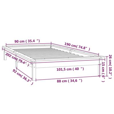 Bedframe LED massief hout grijs 140x190 cm