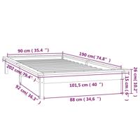 Bedframe LED massief hout grijs 140x190 cm - thumbnail