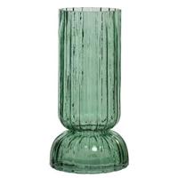 Decoris Vaas - groen - glas - geribbeld - D13 x H26 cm - thumbnail
