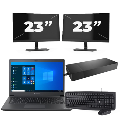 Dynabook Dynabook Tecra A40-G - Intel Core i3-8e Generatie - 14 inch - 8GB RAM - 256GB SSD - Windows 11 Home + 2x 23 inch Monitor Dynabook Dynabook Tecra A40-G - Intel Core i3-8e Generatie - 14 inch - 8GB RAM - 256GB SSD - Windows 11 Home + 2x 23 inch Monitor
