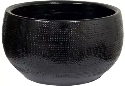 HS Tokio bloempot rond 29x14cm zwart geglazuurd