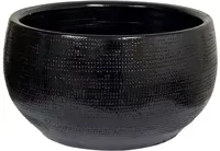 HS Tokio bloempot rond 29x14cm zwart geglazuurd - thumbnail