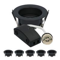 Set van 6 Rio - LED Inbouwspots - Armatuur - Diameter 85mm - GU10 Fitting incl. lamphouder - IP65 voor badkamer en buiten - Rond - Zwart - thumbnail
