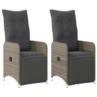 Tuinstoelen 2 st verstelbaar met kussens poly rattan grijs Tuinstoelen 2 st verstelbaar met kussens poly rattan grijs