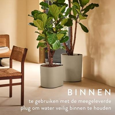 Elho Eden 30 - Zacht taupe - L 31 x B x H 28 cm - Binnen en Buiten - 100% gerecycled