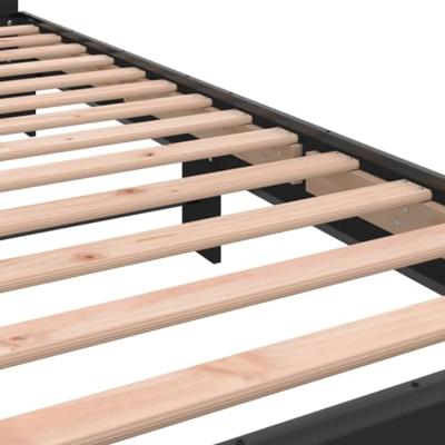 Bedframe bewerkt hout en metaal zwart 90x200 cm