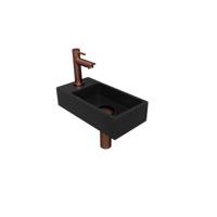 INK - Fonteinpack Quartz Links incl. Fonteinkraan - Design Sifon - Design Plug en Montageset - 360x180x90 Mm - Quartz Zwart/mat Rose Goud - thumbnail
