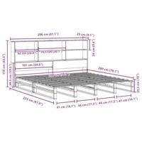 Bed met boekenkast zonder matras hout wasbruin 200x200 cm - thumbnail