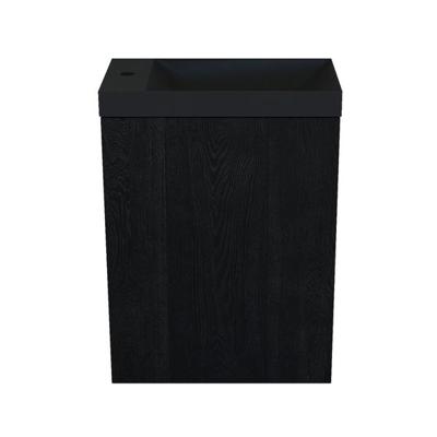 Fonteinkast Black Oak Arcqua Luna 40x55x28 cm Incl. Fontein Mat Zwart Zonder Overloop Arcqua