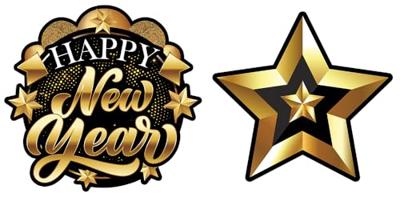 Elegante Happy New Year Slinger Zwart/Goud (3m)