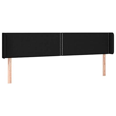 Hoofdbord met randen 203x16x78/88 cm stof zwart