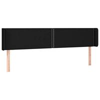 Hoofdbord met randen 203x16x78/88 cm stof zwart - thumbnail