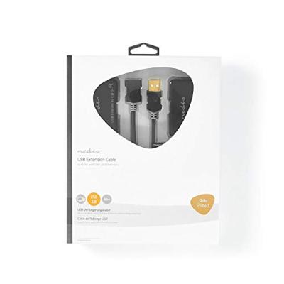 USB-Verlenger - USB 1.1-1x RJ45 Female - 1x USB-A Female - 1x USB-A Male - 1x RJ45 Female - 50 m - 12 Mbps - Goud Verguld - Rond - PVC - Zwart - Window Box