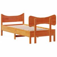 Bedframe zonder matras massief grenenhout wasbruin 90x190 cm - thumbnail