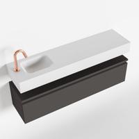 MONDIAZ ANDOR 120cm toiletmeubel dark grey. LEX 120cm wastafel talc links 1 kraangat - thumbnail