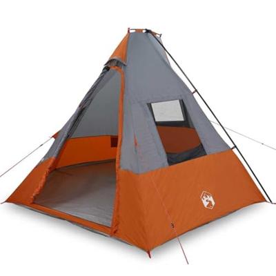 Tent Grijs en Oranje en Zwart 383 x 338 x 217 cm Polyester Tent Grijs en Oranje en Zwart 383 x 338 x 217 cm Polyester
