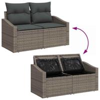 Tuinbankenset met opslag 7 pcs Grijs poly rattan - thumbnail