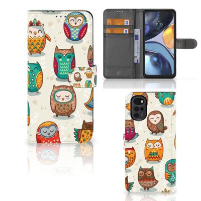 Motorola Moto G22 | Telefoonhoesje | Met pasjeshouder | Vrolijke Uilen