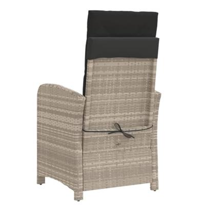 Tuinstoelen 2 st verstelbaar voetensteun poly rattan lichtgrijs - thumbnail