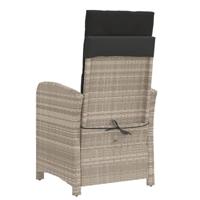 Tuinstoelen 2 st verstelbaar met kussens poly rattan lichtgrijs - thumbnail