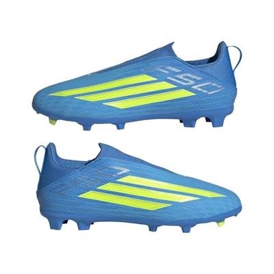 adidas F50 League Veterloze Gras / Kunstgras Voetbalschoenen (MG) Kids Blauw Neongeel