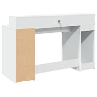 Bureau met LED-verlichting 140x55x91 cm bewerkt hout wit - thumbnail