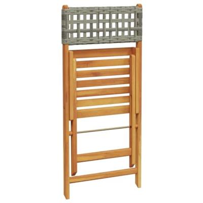 Bistrostoelen 2 st massief acaciahout en poly rattan grijs