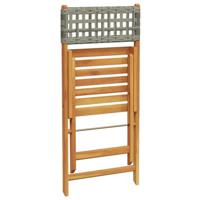 Bistrostoelen 2 st massief acaciahout en poly rattan grijs - thumbnail