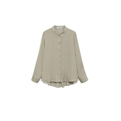 Mango geweven blouse met plooien grijsgroen Mango geweven blouse met plooien grijsgroen