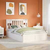 Bedframe zonder matras massief grenenhout wit 140x190 cm - thumbnail