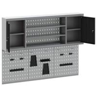 VidaXL Gereedschapskast set met plank 4 pcs zwart gepoedercoat staal - thumbnail