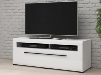 Tv-meubel TULIO 1 lade 140 cm wit/hoogglans wit