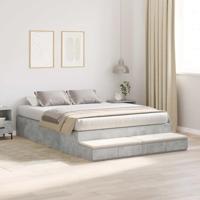 Opbergbedframe Beton Grijs 236.5 x 160 x 31.5 cm Bewerkt hout - thumbnail