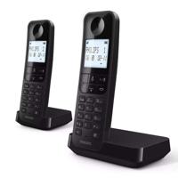 Draadloze telefoon Philips D2702 DUO Zwart 2 Stuks - thumbnail