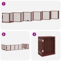 Hondenhek inklapbaar 12 panelen 600 cm populierenhout bruin - thumbnail