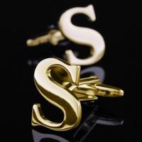 1 paar gouden letters A-Z naam Manchetknopen mannen Frans shirt Manchetknopen (S) - thumbnail